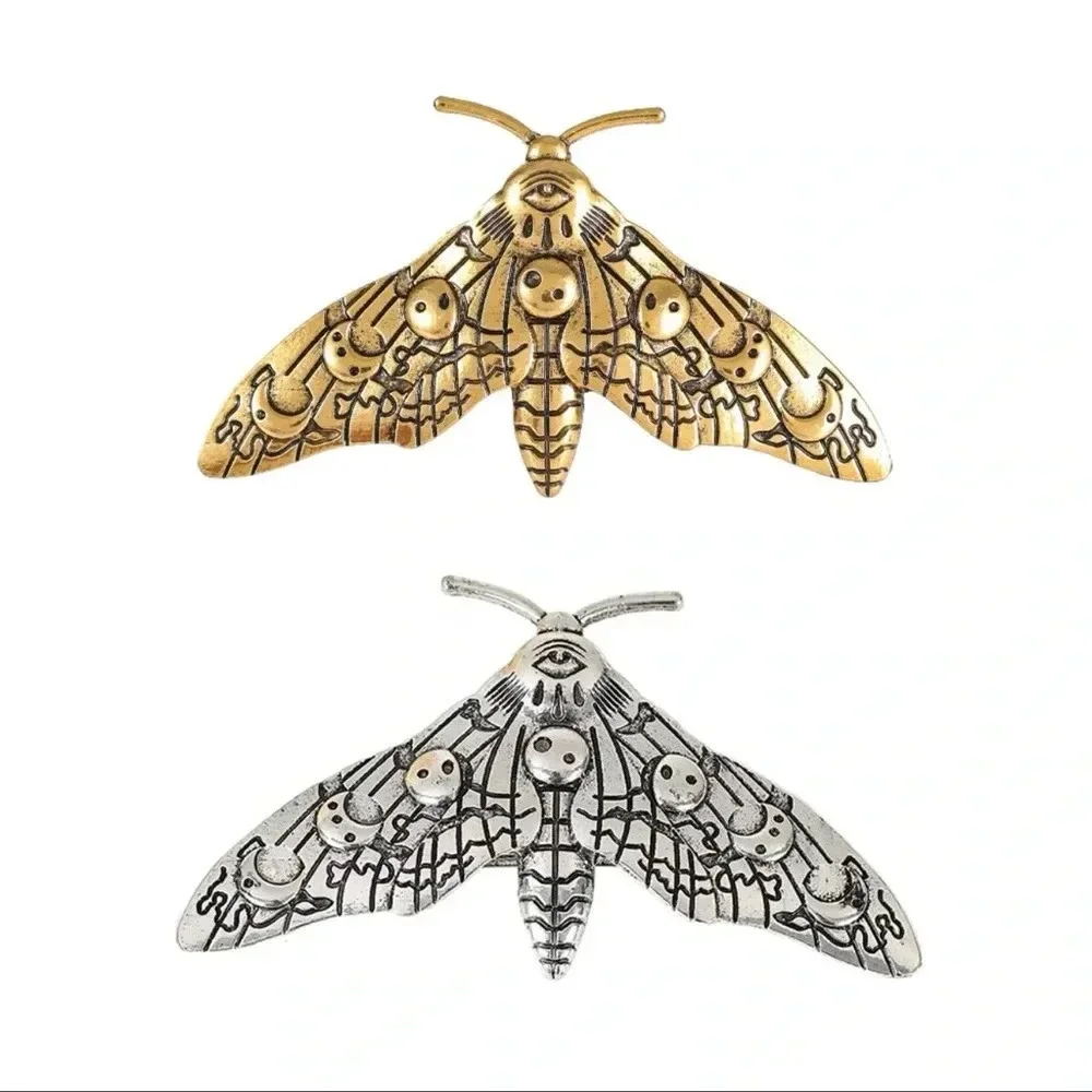 Gothic Silver Moth Hair Pin